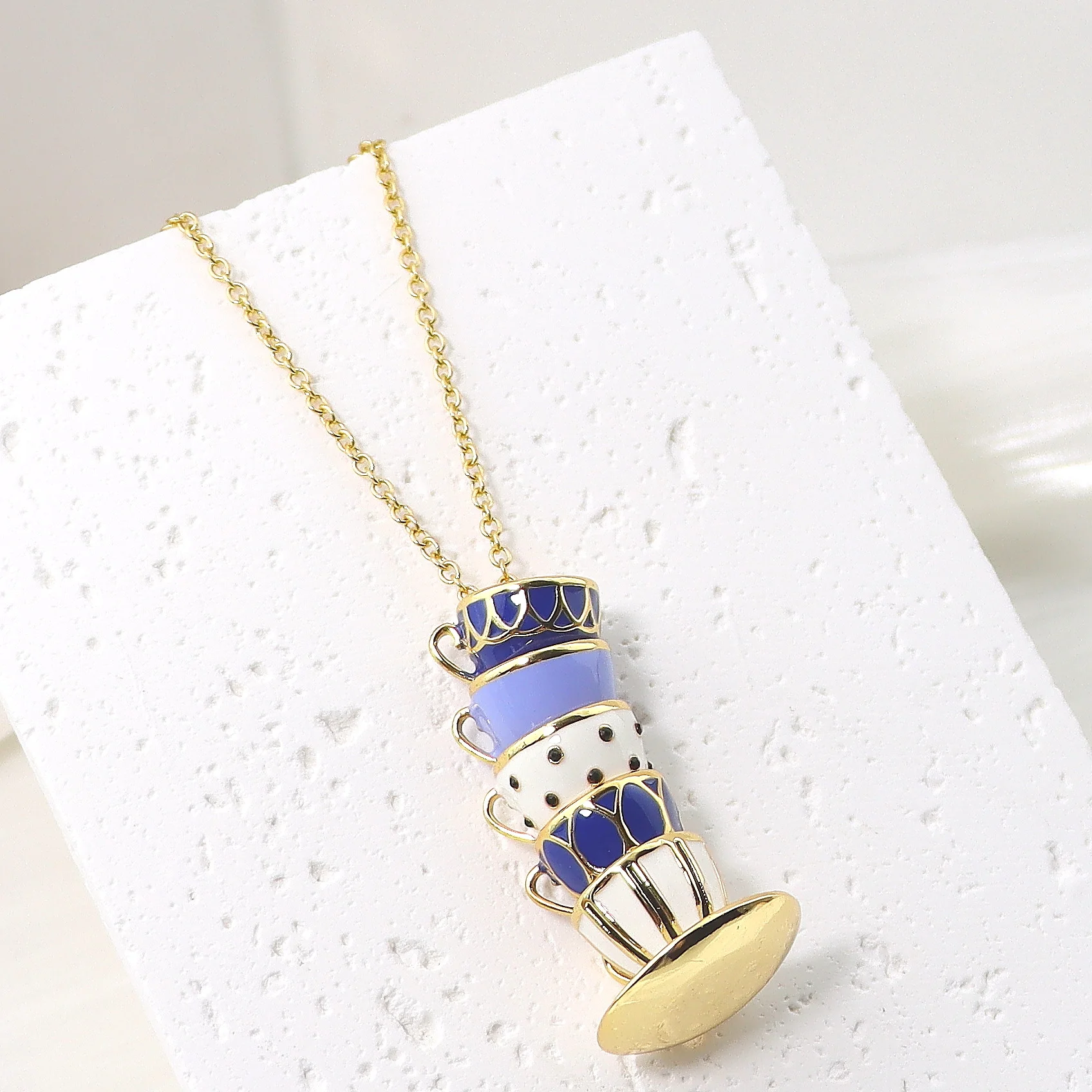 

VKVVA Fashion Playful Teapot Teacup Necklace and Stud Earrings, Creative Funny Design Women Jewelry Accessories