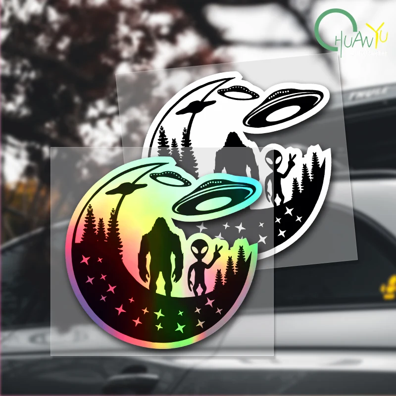 Interessante Alien Auto Aufkleber Vinyl Auto Motorrad Stoßstange wasserdicht reflektierende Aufkleber Aufkleber