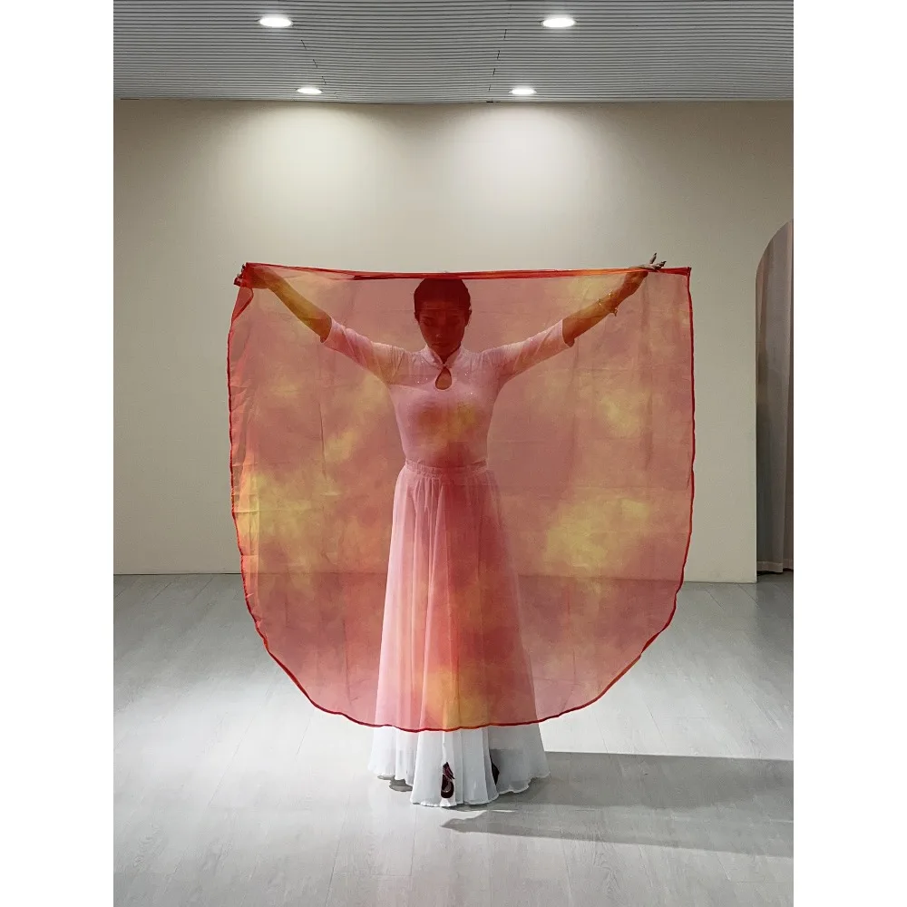 Silk Veil Flags for Belly Dancing, Gradient Color, Stage Performance, Practice, Carnival Props, Accessories, Adult