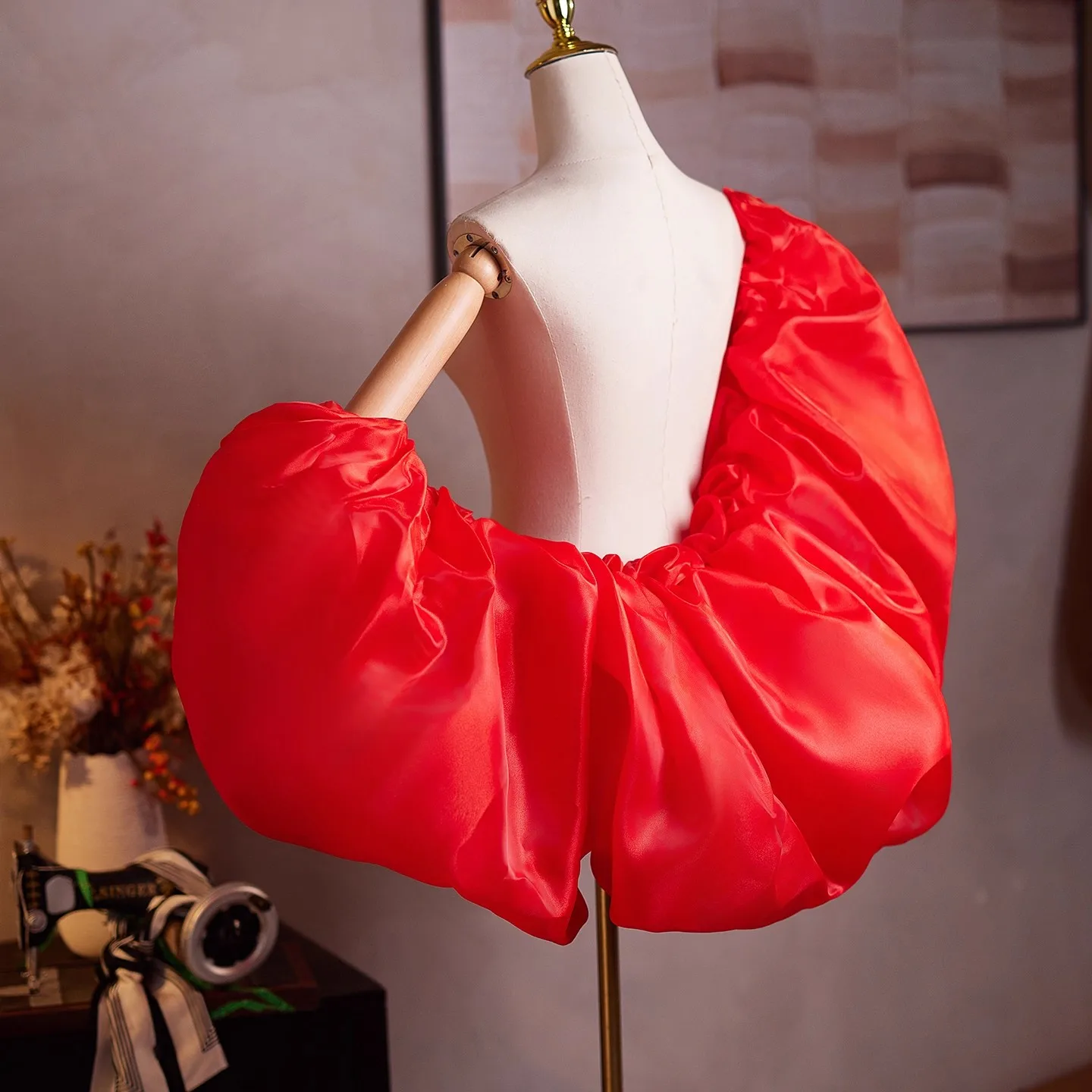 

Women's Spring Summer Big Red Pashmina Female Cosplay Performance Party Show Shawl Cloak Collar R3343