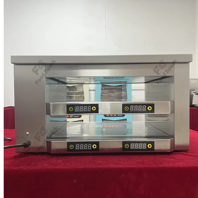 

Hot Sales Fast Food Computer Version 2 Deck 4 Pan Hamburger Meat Pie Warmer Burger Patty Counter Top Warming Cabinet