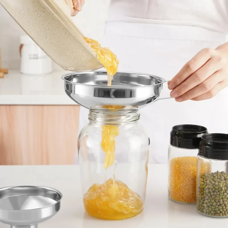 Edelstahl-Trichter mit breiter Öffnung für Einmachgläser, Marmeladen, Salatdressings, Filter für Gläser, Konserven, Öl, Wein, Wasser, Gewürze