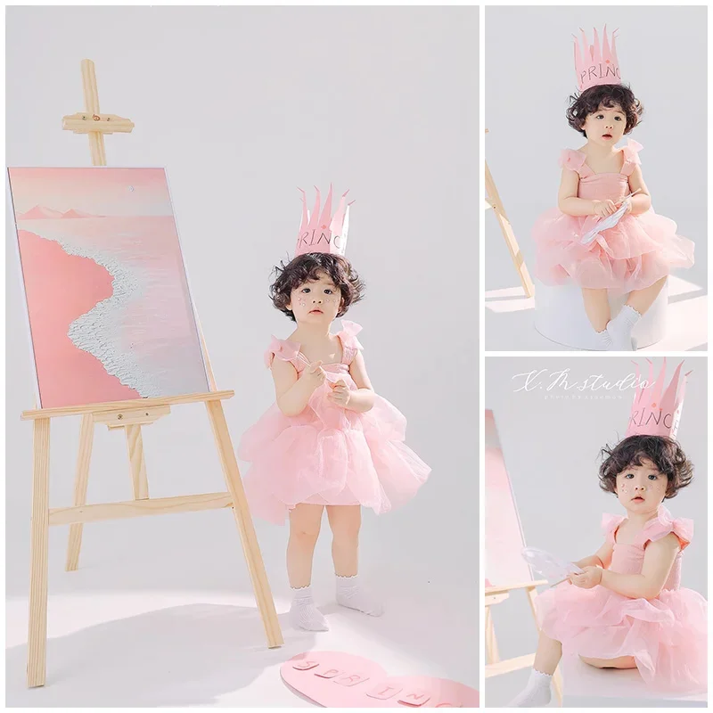 New childrens photography clothing girls photography dress pink princess dress gauze dress photo shoot 신생아사진   fotografía