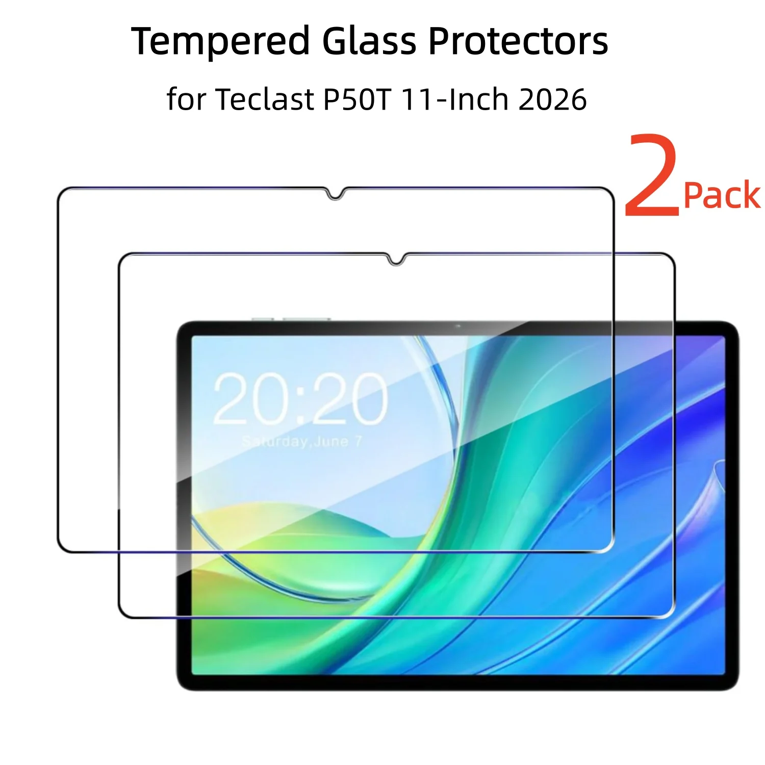 

2Piece Glass Films for Teclast P50T 2026 11-inch Tempered Glass Protector HD Clear Scratch Proof 0.33mm Screen Guard