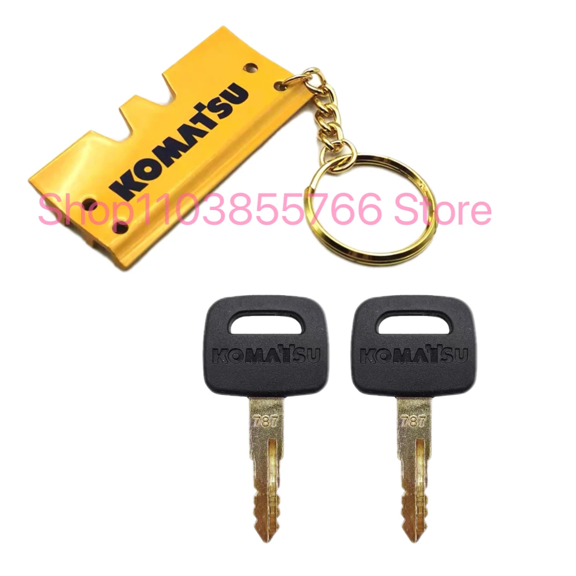 For Komatsu PC56/60/70/110/200/220/300/450 787 Ignition Key With Bucket Key Chain Excavator Heavy Equipment Keychain F0001