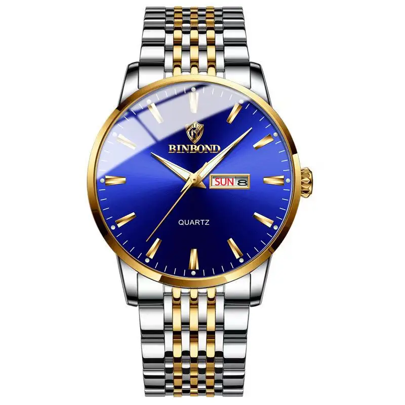 แบรนด์หรูนาฬิกาบุรุษแฟชั่นธุรกิจนาฬิกาควอตซ์สำหรับผู้ชายสแตนเลสกันน้ำนาฬิกาข้อมือ-