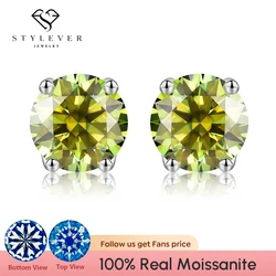 Stylever Real 0.5-2ct D Color Multicolor Moissanite Diamond Stud Earrings for Women 925 Sterling Silver Wedding Luxury Jewelry