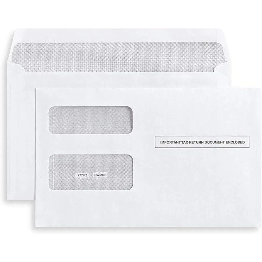 

100 Tax 1099 Envelopes Self-Seal For 1099 MISC 1099-R and DIV - INT 1095 1098 Double-Window Security tinded For Quickbooks or T