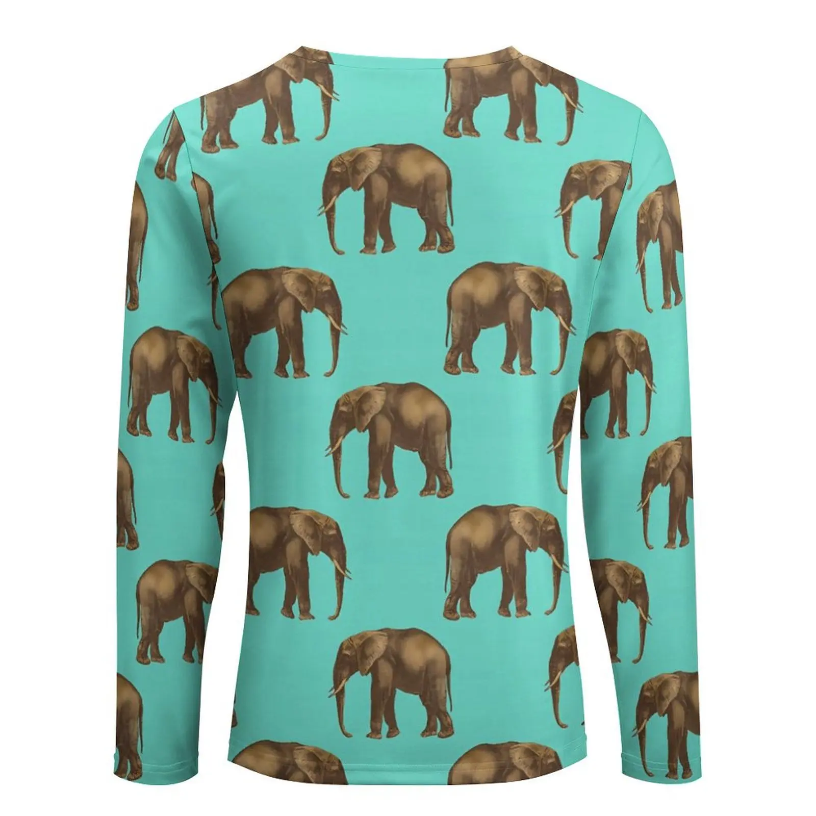 Cute Elephant T Shirt Men Vintage Animal Print Basic T-Shirts Spring Hip Hop Tee Shirt Long Sleeve Design Big Size Clothing image 3