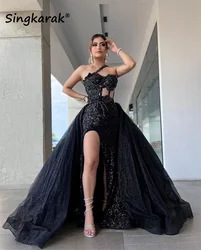 Sexy Black Party Dress 2024 Mermaid Prom Dress Crystal Beading Sequins Birthday Engagement Evening Gowns Dress Robes De Soiree