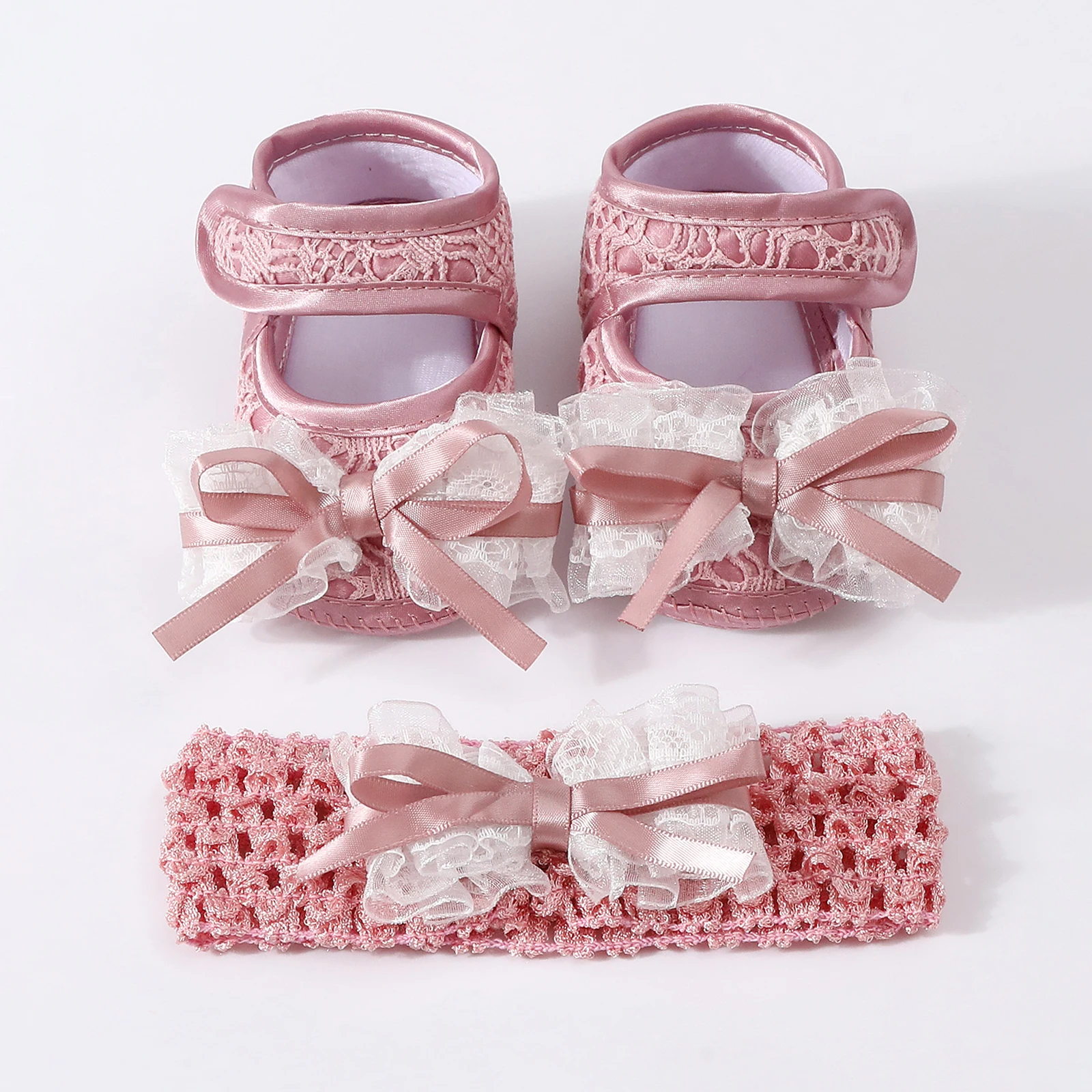 

0-12months Infant Girls Bow Lace Shoes Non Slip Shoes for baby girls