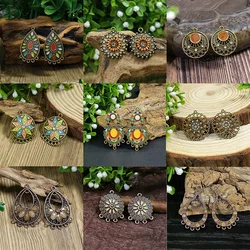 5pcs Metal Colorful Enamel Flower Drop Earring Pendant Charms for Jewelry DIY Making Handmade Pendant Earrings Accessories Parts