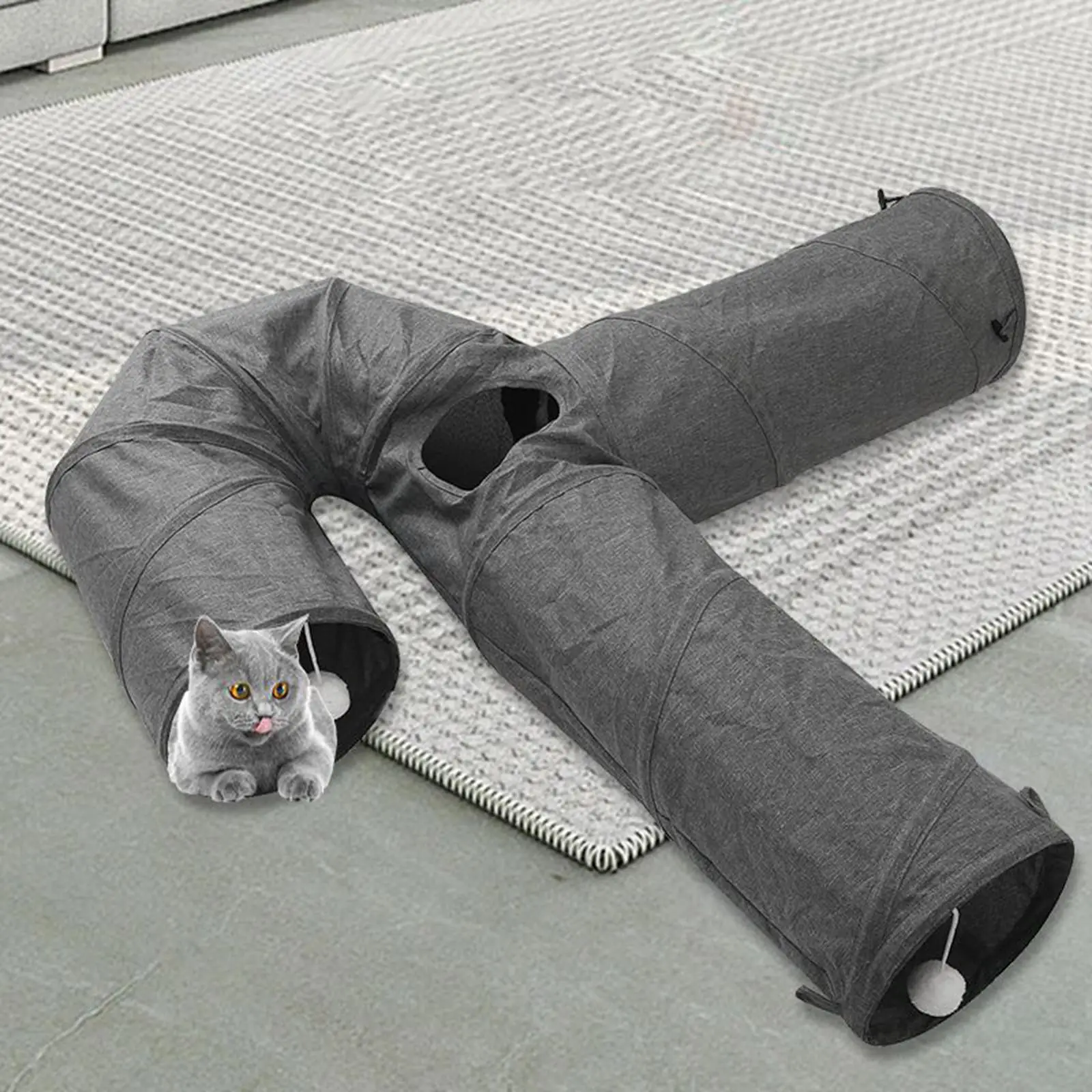 Tube de tunnel pour chat, jouets à 3 voies, trou plié, tunnel pour animaux de compagnie pour se divertir soi-même