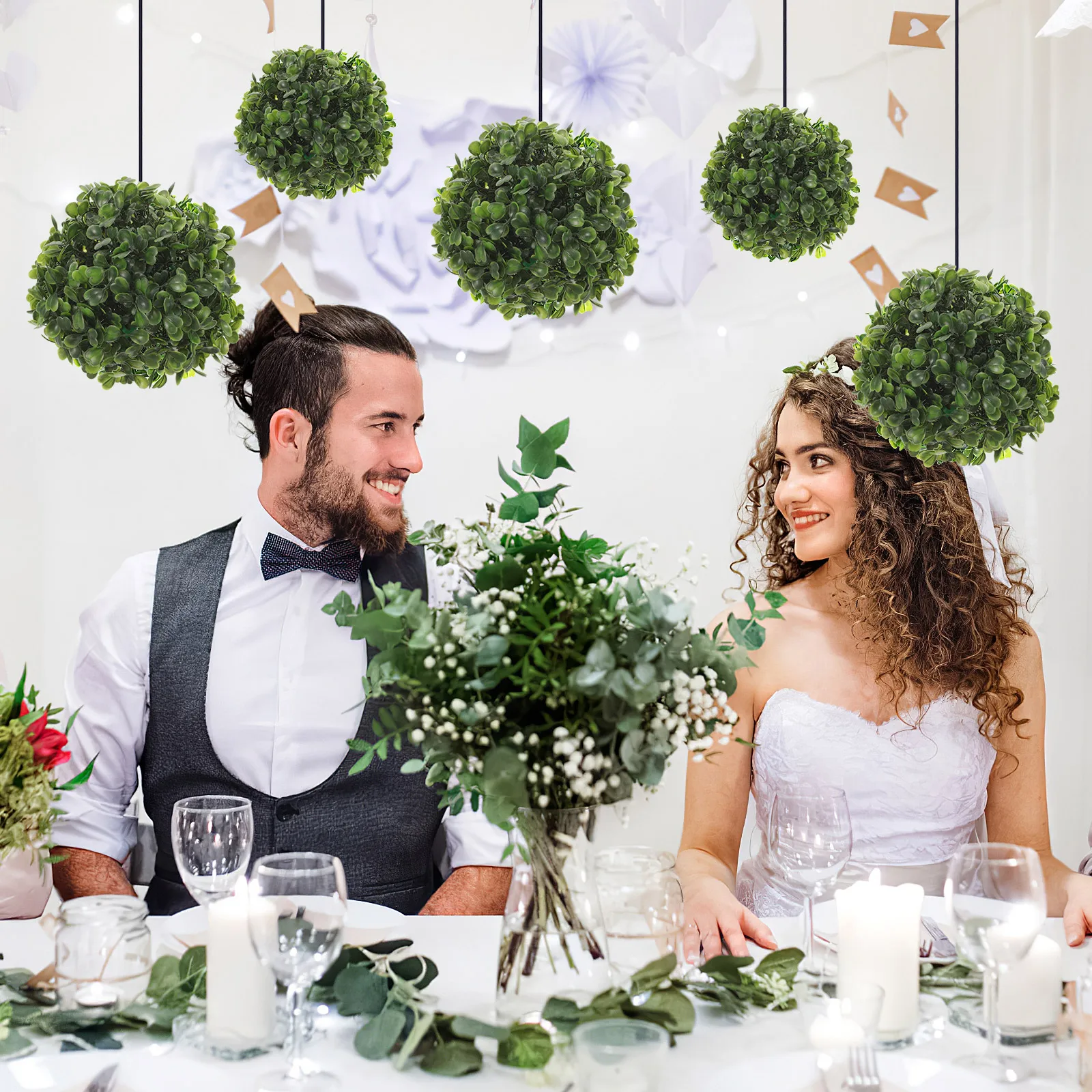 

8 Pcs Artificial Grass Balls Lightweight Indoor Outdoor Wedding Party Banquet Plant Ball Ornament Fake Hanging Decor