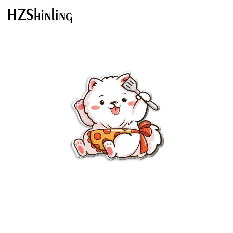 2023 New Pomeranian Acrylic Lapel Pin Brown Dog Epoxy Butterfly Clasp Pin Handmade Butterfly Brooch