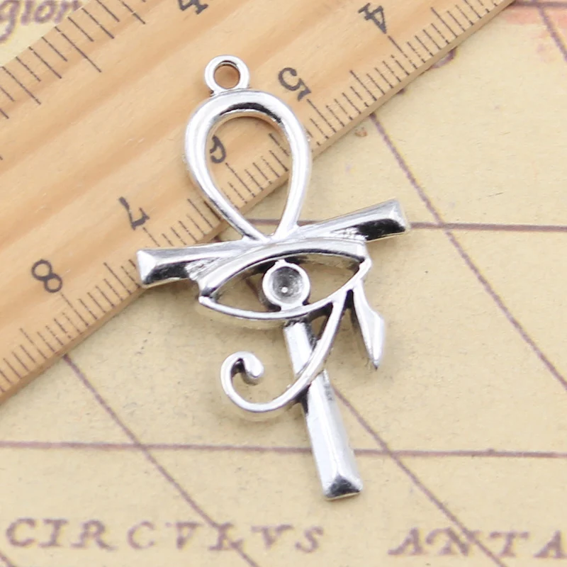 10pcs Charms Anka Cross Egyptian Ankh Eye Of Horus 44x26mm Tibetan Silver Color Pendants Antique Making DIY Handmade Jewelry