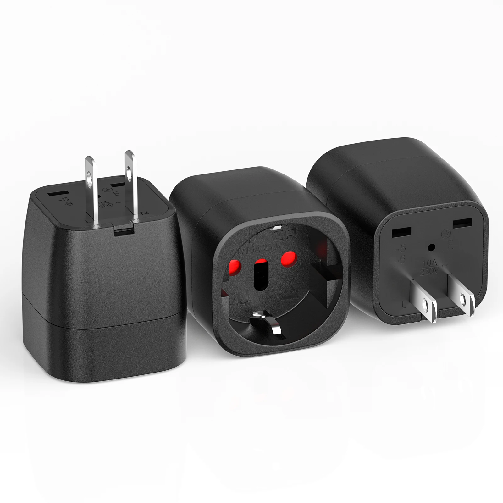 3pcs EU To US Japan Canada Travel Plug European Italy Switzerland Brazil Socket Adapter USA JP Travel Adapter Power Converter