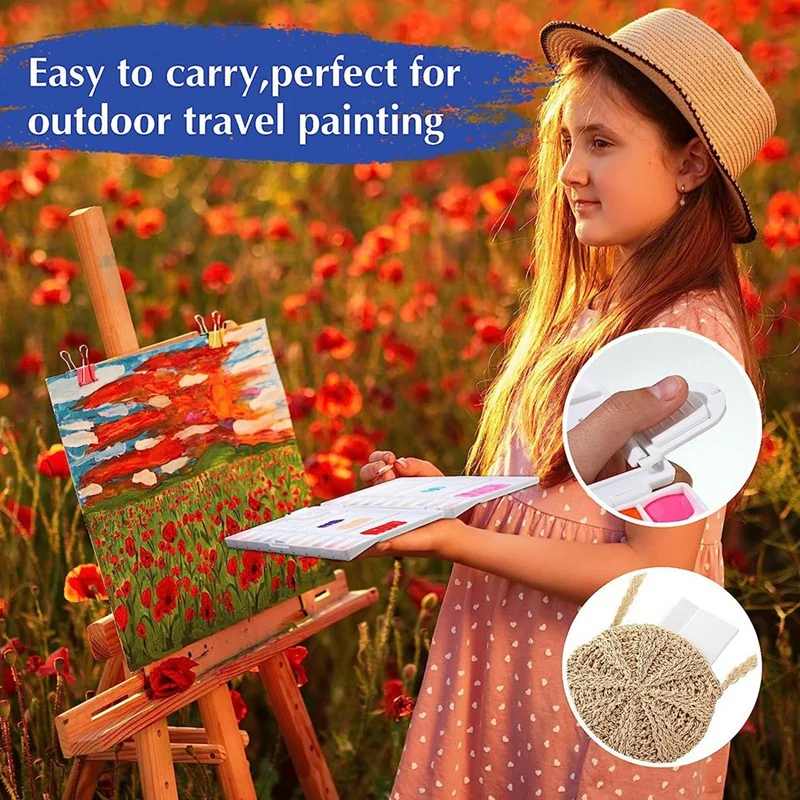 12 PCS Paint Palette Folding Painting Tray White With 20 Wells 5 Mixing Areas Watercolor Painting Palette For Travel Painting