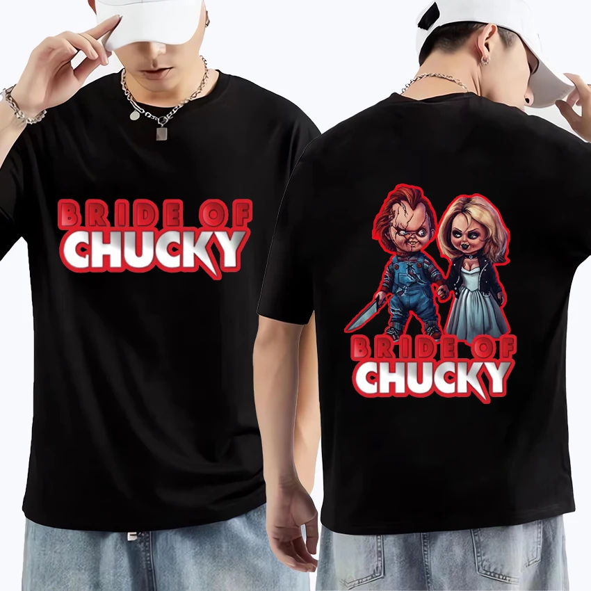 

Horror Film Chucky Doll Double Sided print T shirt Men Women vintage oversized short sleeve T-shirts Unisex 100% Cotton Tops