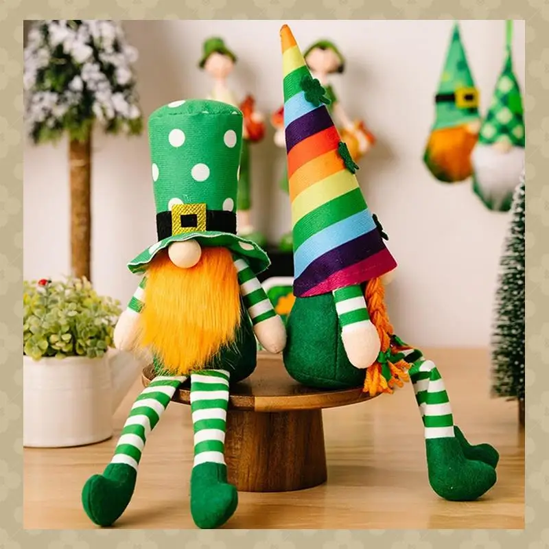 AB45 St Patricks Day Gnomes  St.Patricks Day Gnome Home Table Decor Accessories Plush Decorations Female 1 PCS