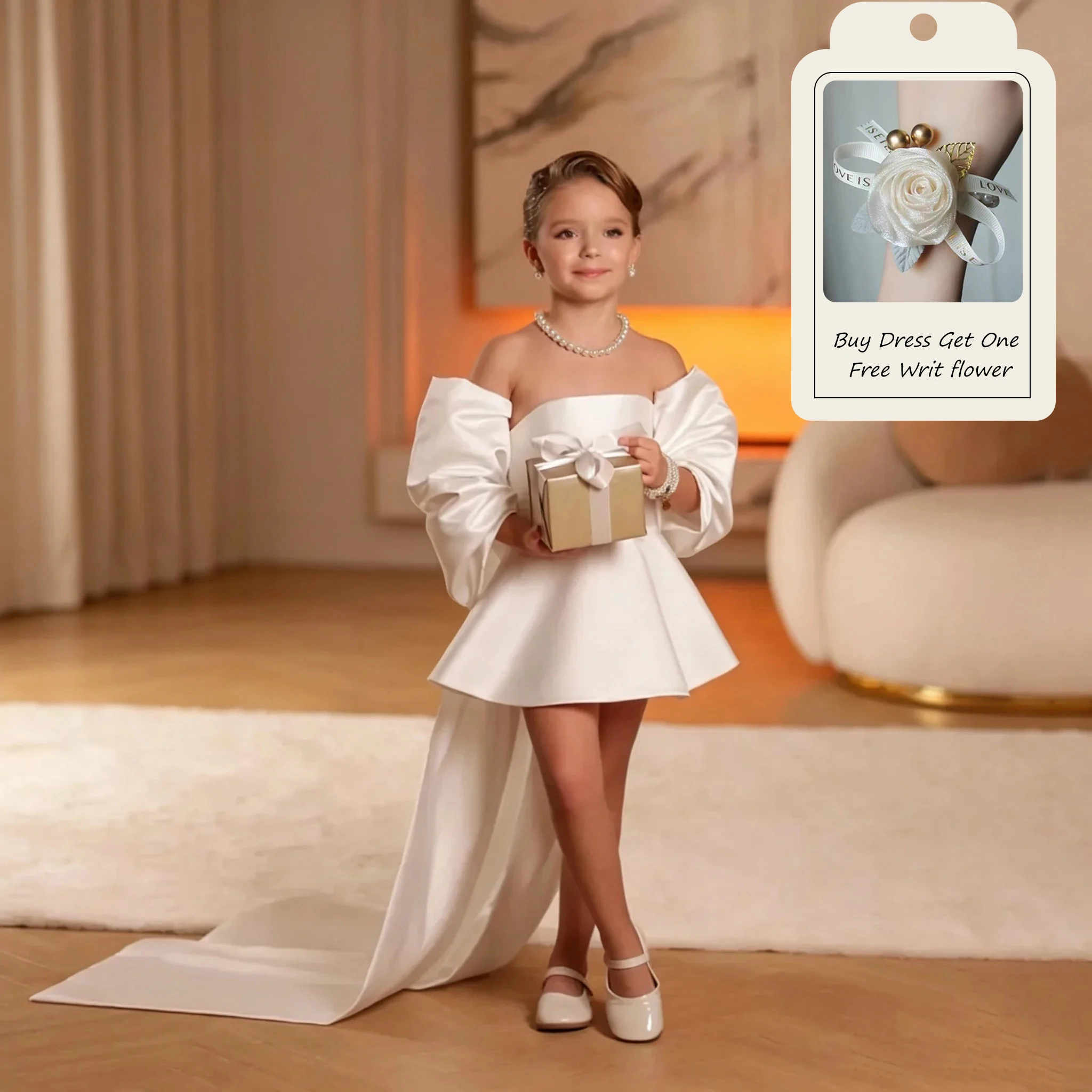 Smileven Satin Flower Girl Dresses Mini Skirt Girl's Party Gowns Vestidos Para Niñas 2026 Customized Girl's Party Gowns
