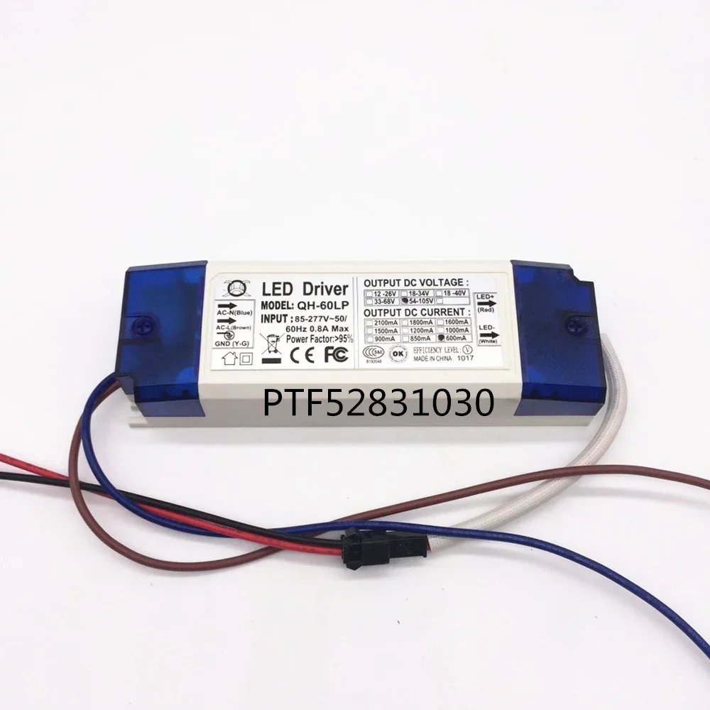 5 Pieces 40W 50W 60W LED Driver 18-30x3W 600mA DC54-105V High Power LED Powr Supply For Floodlight