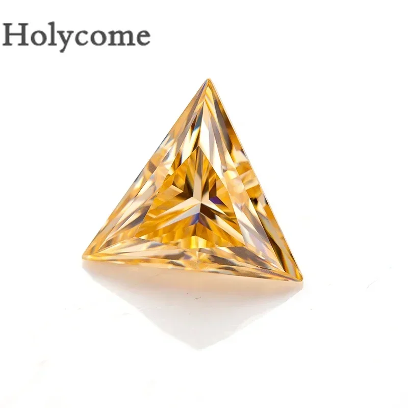 Holycome Triangle Shape Moissanite GRA Certificate Champagne Multiple Sizes Factory Sales Pass Diamond Tester Positive Beads