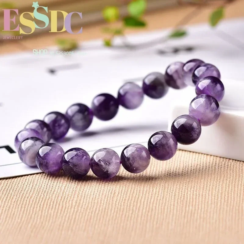 Natural Gemstone Purple Fluorite Beaded 6mm 8mm 10mm Round Ball Strand Bracelet Woman Handmade Jewelry Unique Gift 5