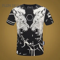 Luxury Men's T-shirt Punk Hip Hop Outdoor Fitness Sports Short Sleeve Top Round Unisex Trend PLEIN SKULL Neck Tee Summer