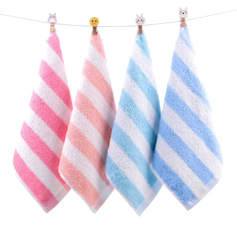 

1Pcs 25x25cm Color Striped Cotton Portable Children Kids Bathroom Small Square Hanging Hand Face Towel