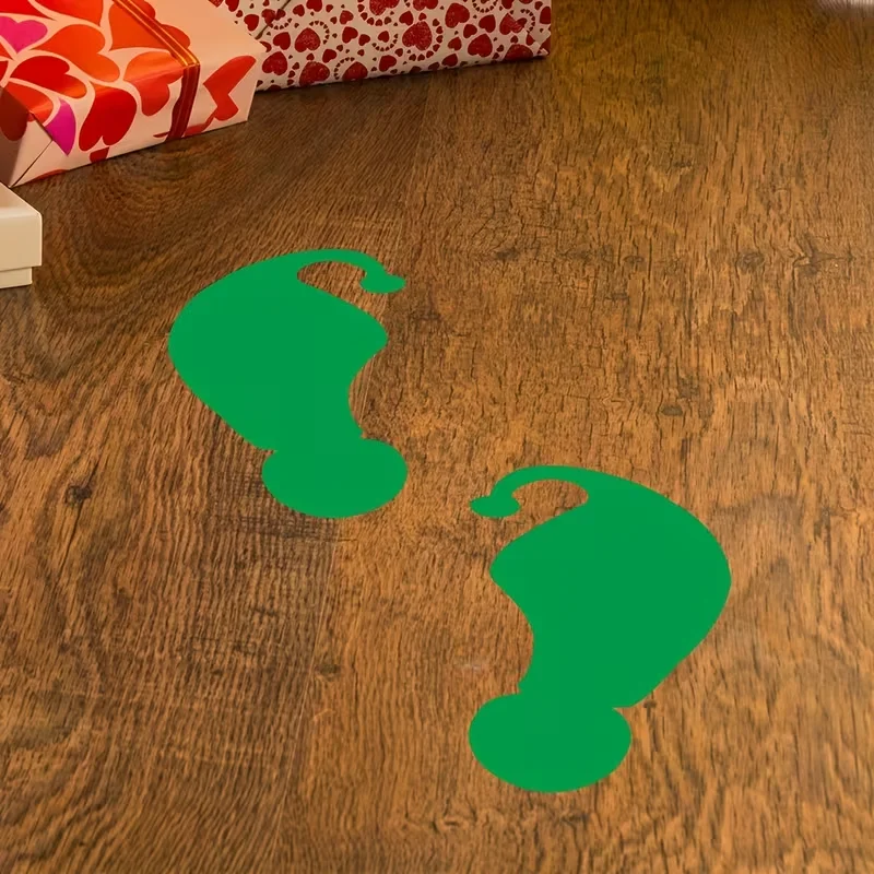 Christmas decoration stickers, floor stickers, Christmas green elf footprints pattern
