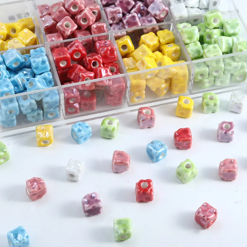 10PCS Colored Cheese Shaped Ceramics Beads For Jewelry Making Interval Beads Necklace Bracelet Craft DIY Supplies