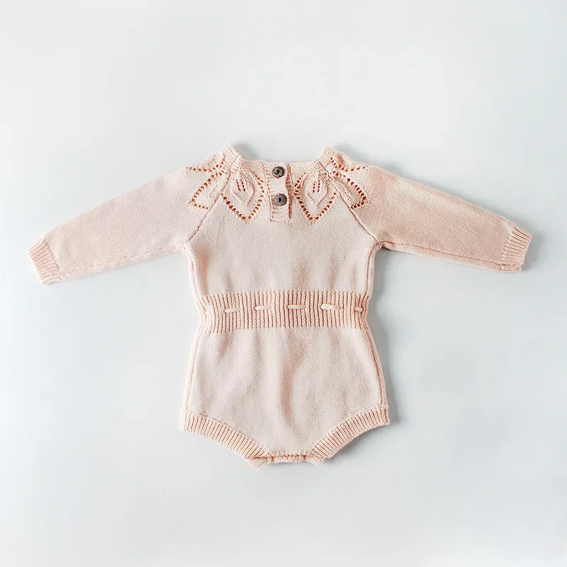 Spring style baby and girls leaf cotton knitted sweater jumpsuit bag buttocks and jumpsuit  newborn photography outfit  신생아사진