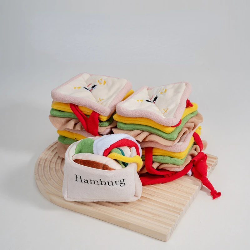 INS Hamburger Sandwich Toy Sticky Paper Hidden Food Pet Hidden Food Sash Sound Toy Dog Puzzle Toys Dog Accessories