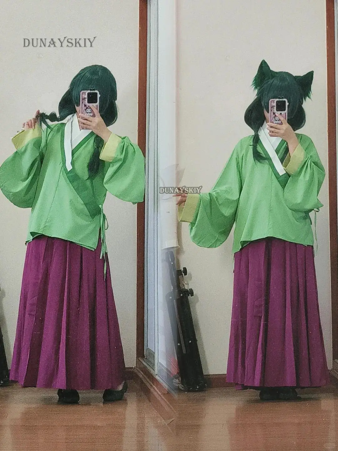 Maomao Cosplay Costume Wig Anime The Apothecary Diaries Green Top Purple Skirt Uniform Kusuriya No Hitorigoto Halloween Women