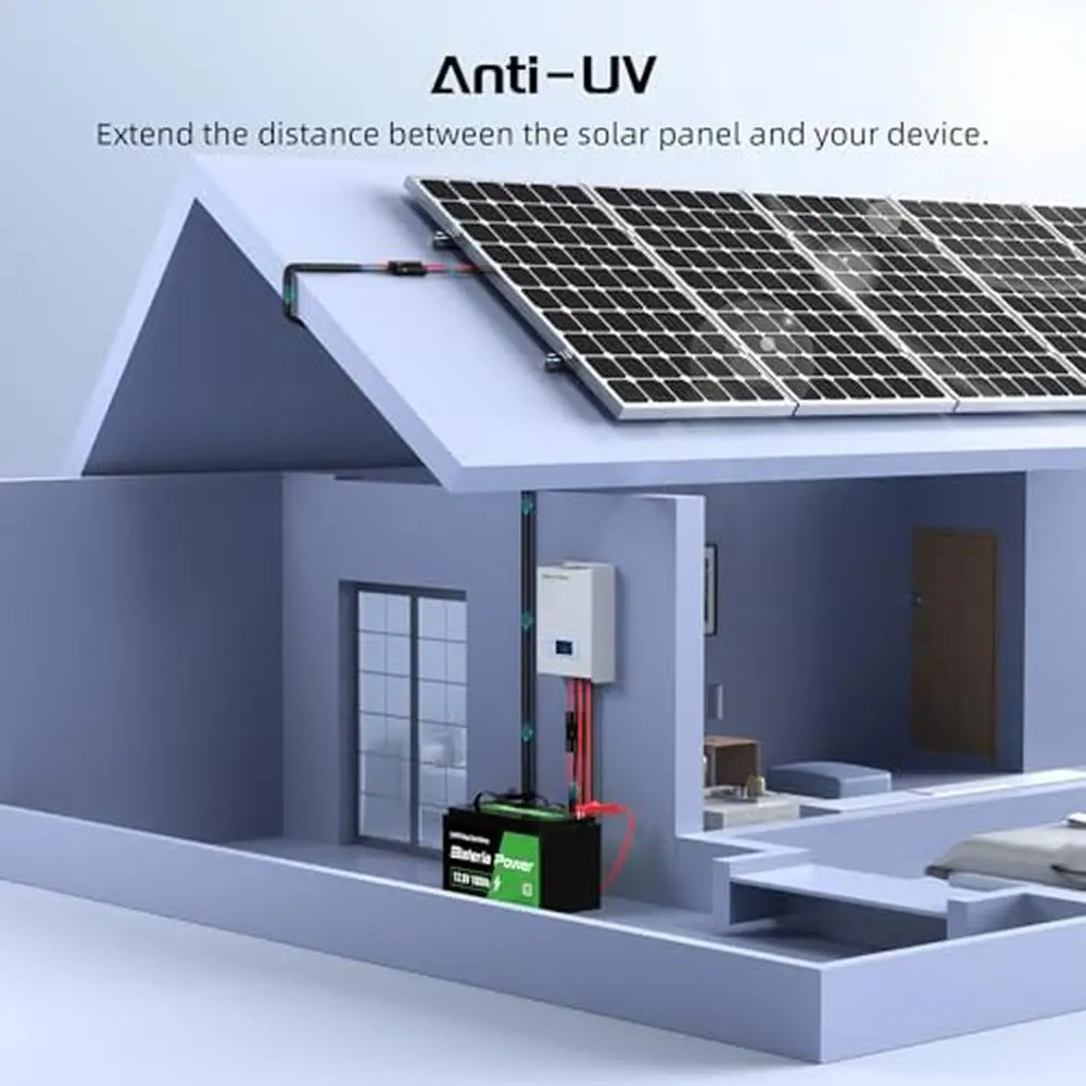 50FT Solar Extension Cable Set IP68 Waterproof Connectors Dust Caps RV Boat Auto Power System UV Resistant TÜV Certification