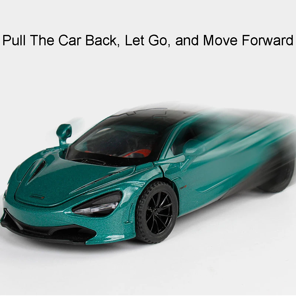 1:32 720S 765LT 슈퍼카 모델 장난감 합금 다이캐스트 미니어처 스포츠카 사운드 라이트 도어 오픈 풀백 장식 모델 선물