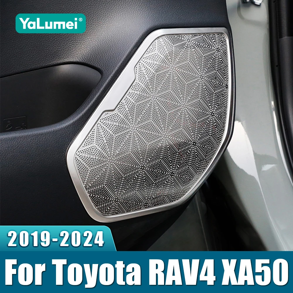 

Для Toyota RAV4 XA50 2019-2021 2022 2023 2024 гибридная крышка автомобильного аудиодинамика из нержавеющей стали, громкоговоритель, твитер, наклейки на отделку