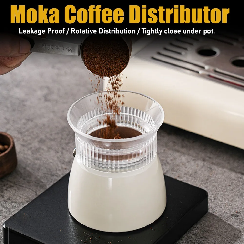 Funil Dosador Transparente/Preto para Cafeteira Moka, Compatível com Válvula Simples/Dupla, Material PC, Anel Dosador de Café com Design à Prova de Respingos