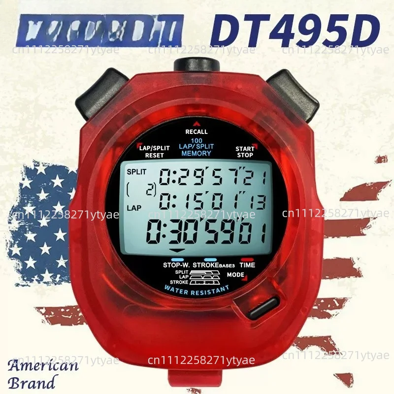 DT495D three rows of 100 memory stopwatch competition special coach referee waterproof