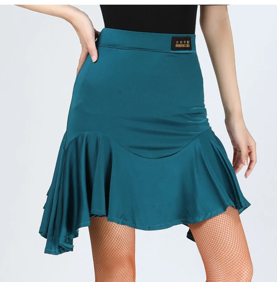 

1pcs/lot woman fashion ruffles latin dance skirt lady solid cha cha tango daning skirt