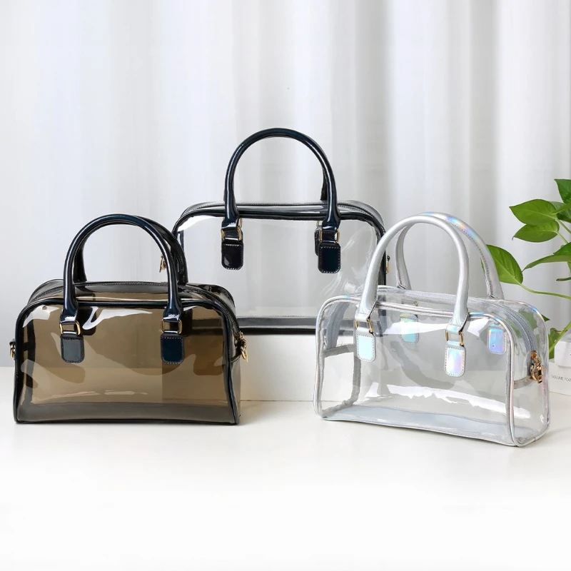 

New PVC Women's Handbag Fashion High Quality Transparent Jelly Bag Solid Color Versatile Large Capacity Girl Crossbody Bag