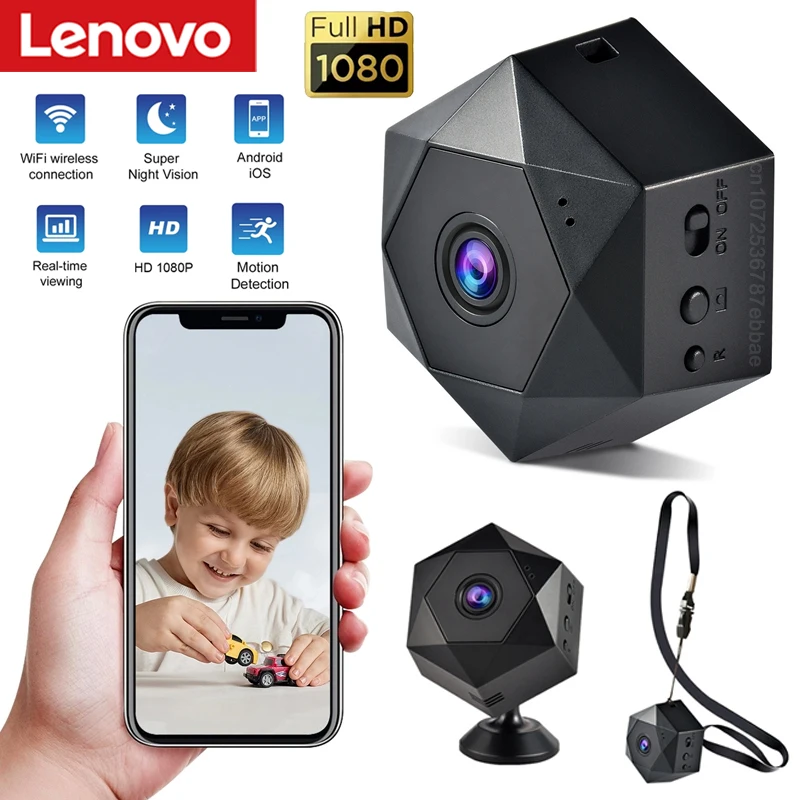 

Беспроводная камера безопасности Lenovo 1080P с Wi-Fi, умный домашний монитор с ночным видением, оповещением о движении и двусторонней аудиосвязью для дома