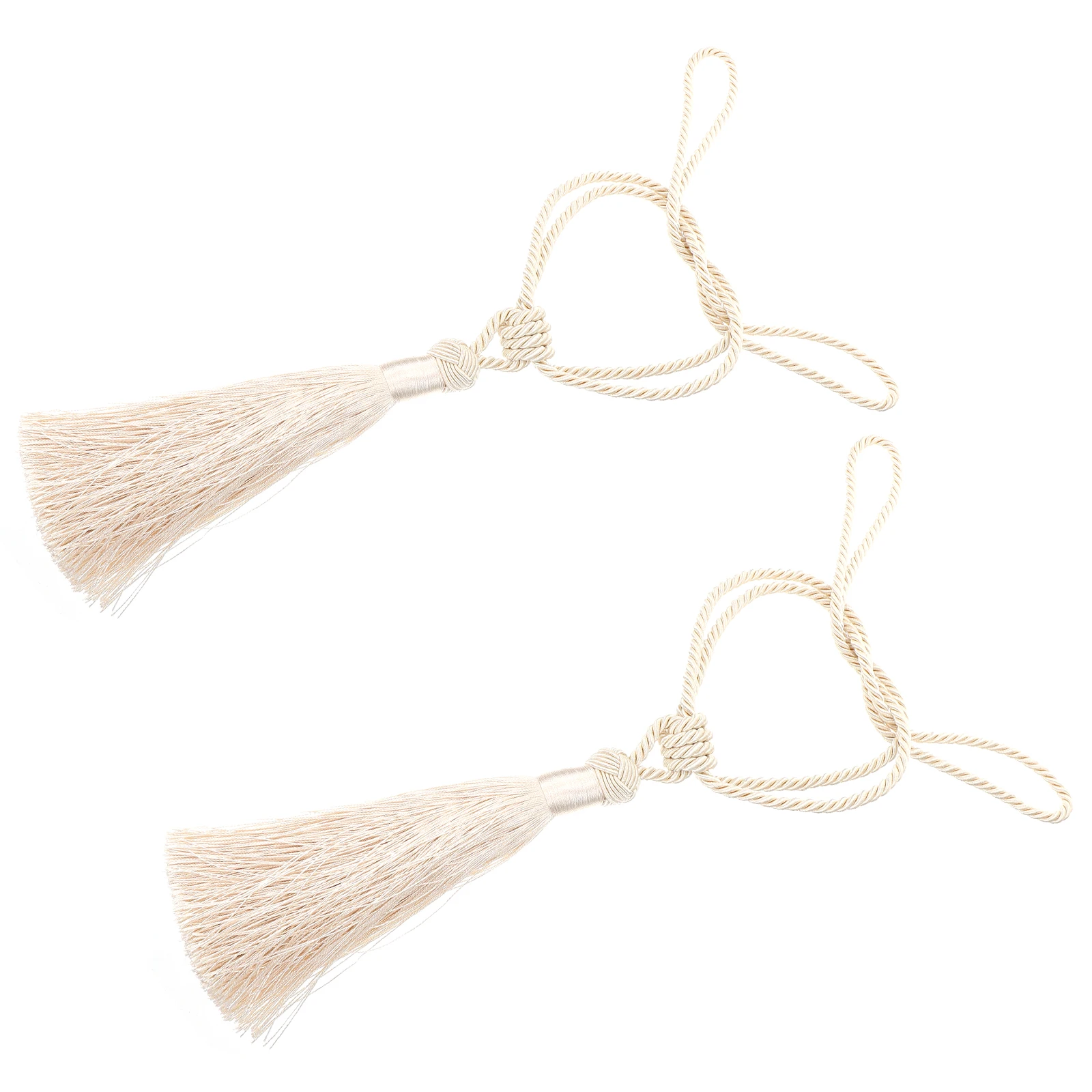 

2Pcs Elegant Curtain Tie Ropes Woven Tassel Design Home Use Curtain Fixator Decorative Window Holdback Accessory