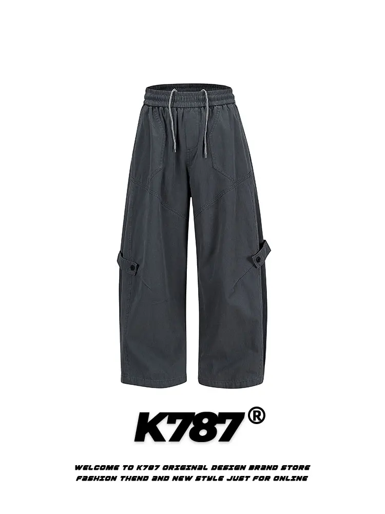 

Брюки K787 в американском ретро-стиле с деконструированным пэчворком, широкие, свободные, повседневные, унисекс, с изогнутым кроем (модель «Нож»)