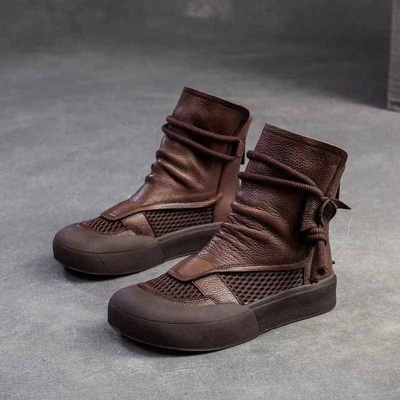 

Retro Cool Boots2025Summer New Style Perforated Breathable Net Boot,Thick-soled Fashionable Net Sandals with Zippers At The Back