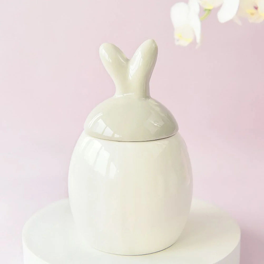 

Ceramic Bunny Tea Canister Storage Container Lid for Loose Leaf Cookies Coffee Jars Kitchen Decorative Vacuum