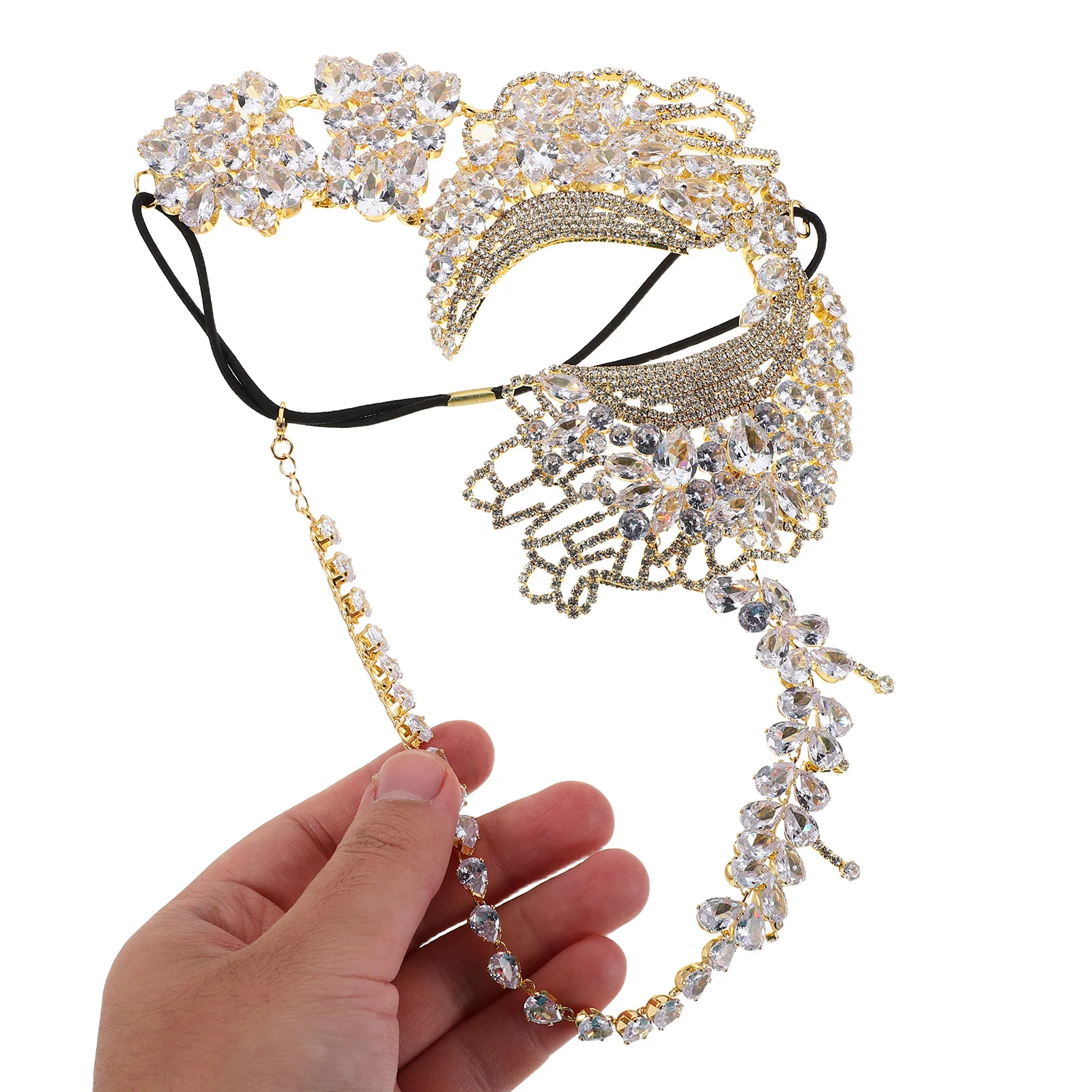 

Elegant Rhinestone Masquerade For Women Venetian Prom Halloween Carnival Mardi Gras Party Shiny Bling Half Face Costume Ball