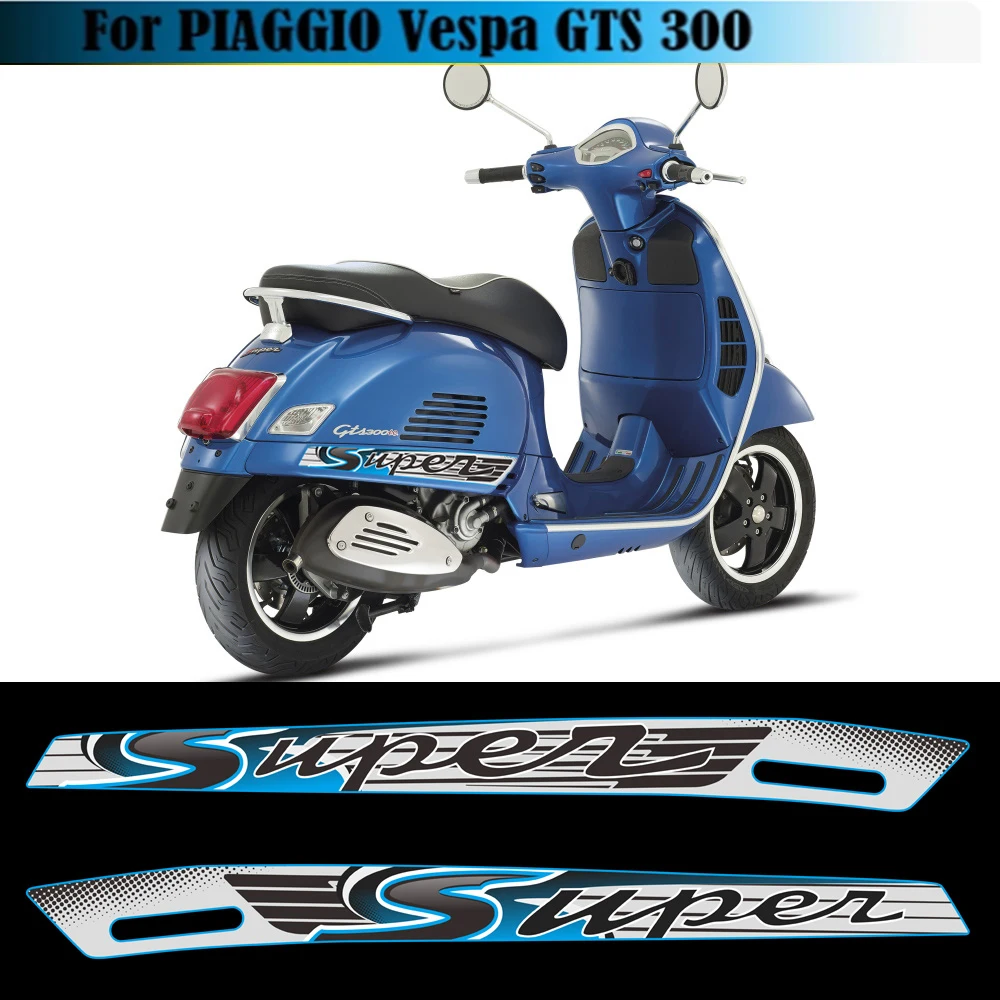 Cinza azul se encaixa para piaggio vespa gts 300 gts300 esporte gts decalque adesivos emblema super reflexivo adesivos motocicleta