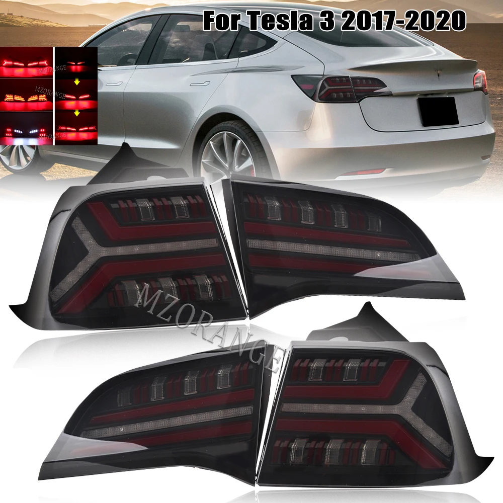 

LED Tail Lights for Tesla 3 2017-2020 Rear Lamps Brake Turn Signal Reflector Warning Lamp Driving Lights Car Accessories